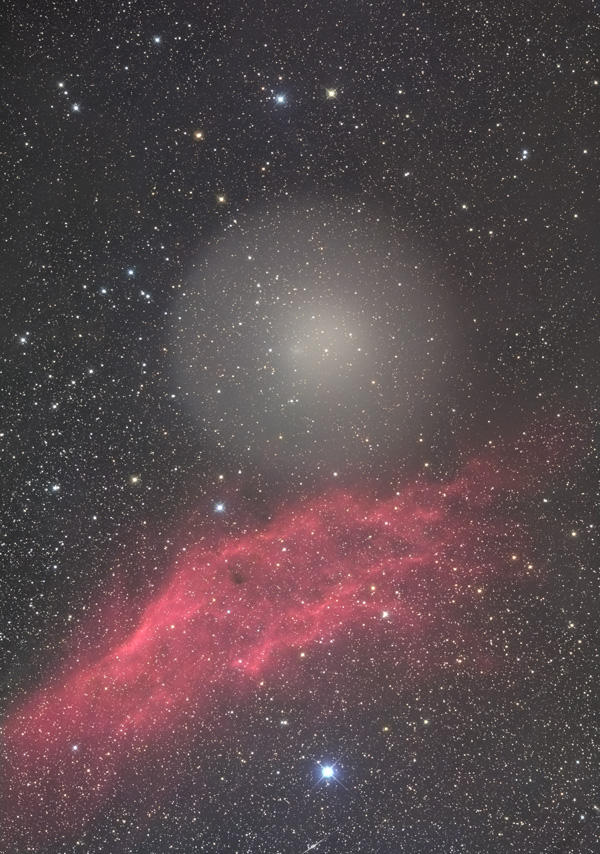 Comet Holmes over California Nebula